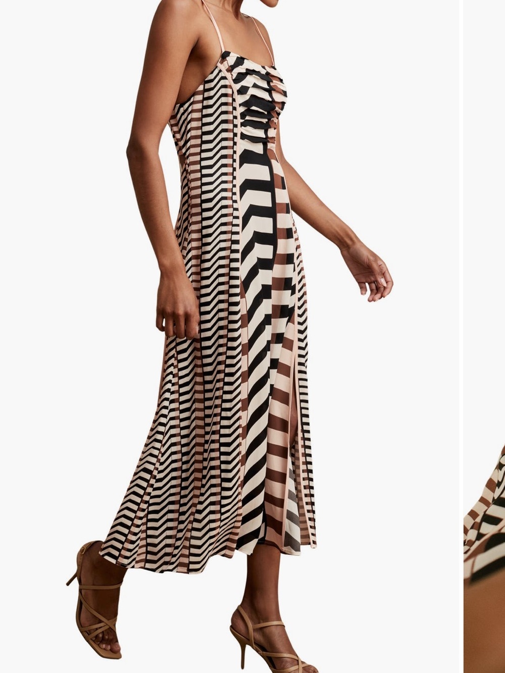 NWT REISS Georgie stripe midi dress 6